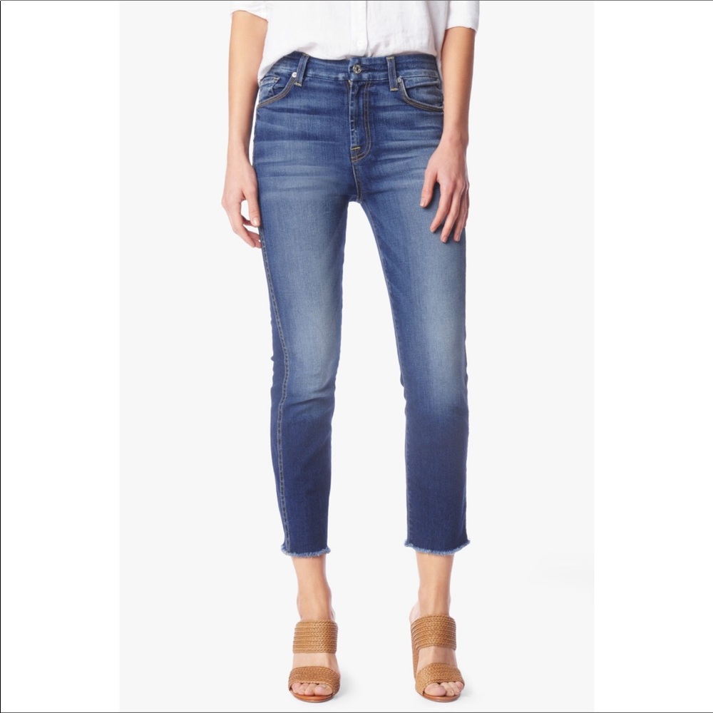 7 for all mankind cropped high waist jeans